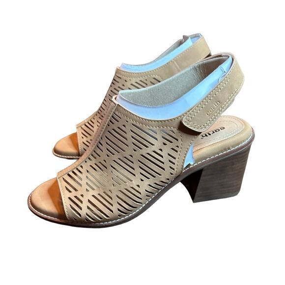 Earth Aurara Stacked Block Heel Peep Toe Sandals Comfort Shoe Tan NEW Size 10 - Picture 8 of 11